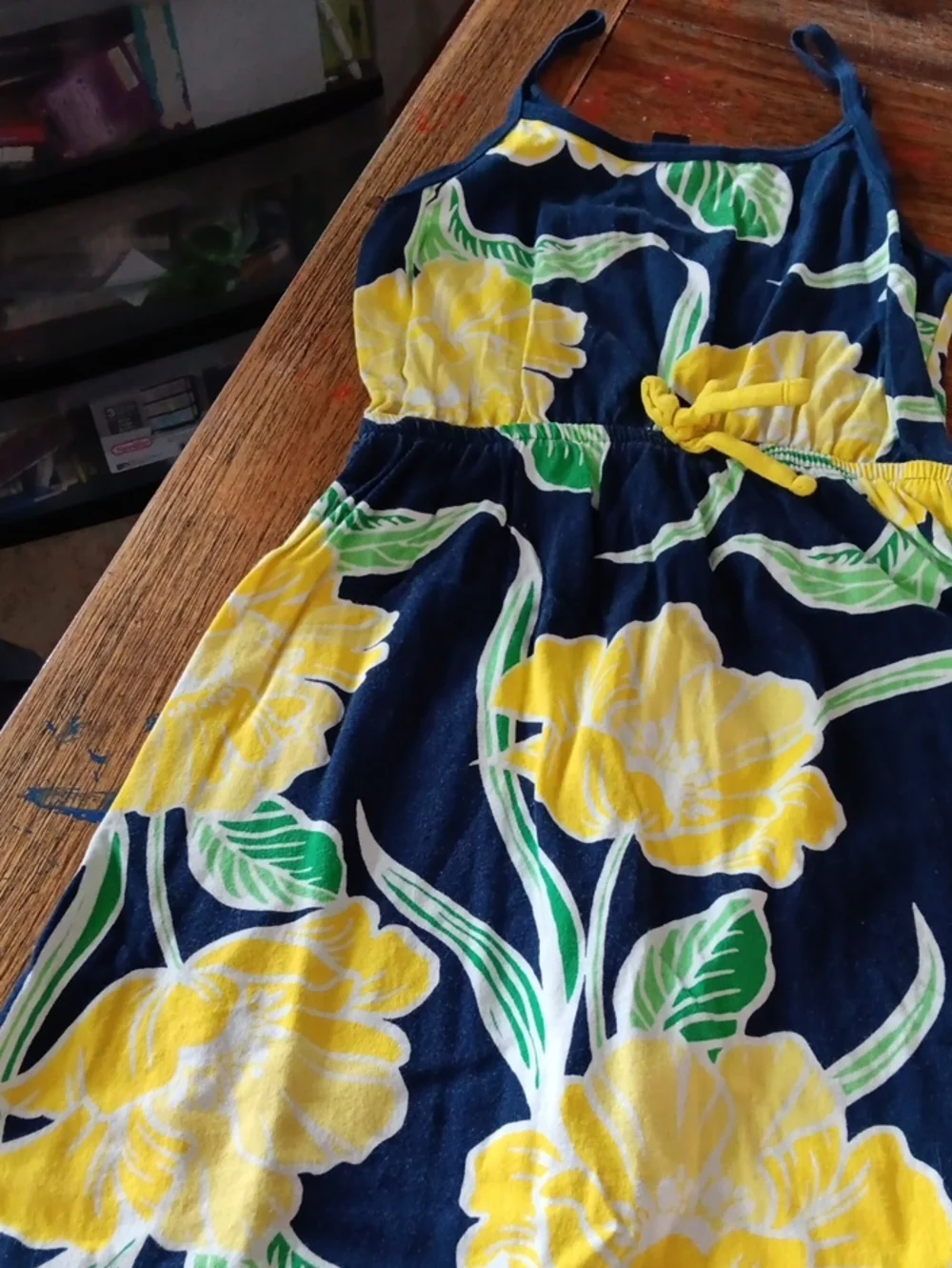 GAP Navy Dress with Yellow Floral Print